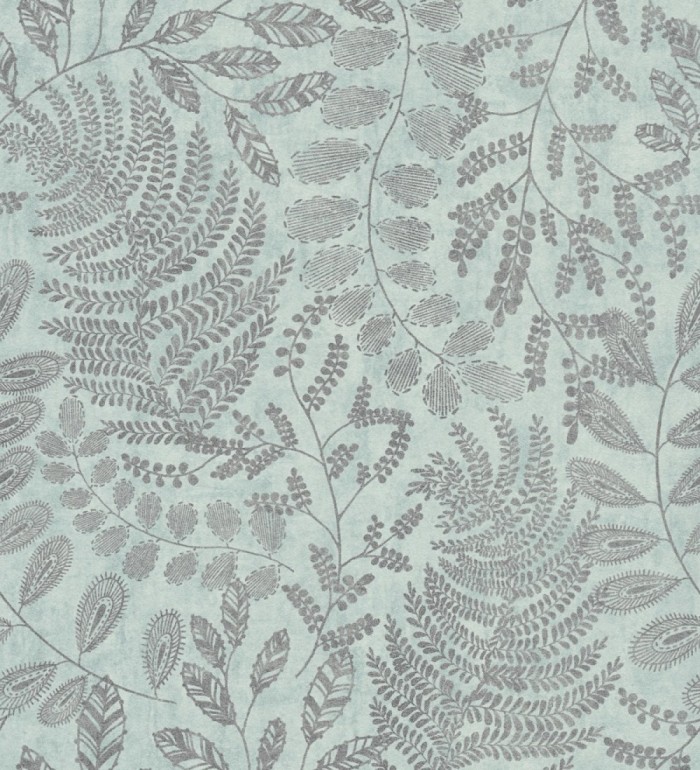 Papel pintado de hojas y helechos en tonos verde agua - Tundra Leaves 683283