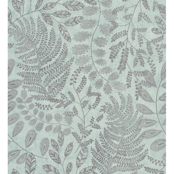Papel pintado de hojas y helechos en tonos verde agua - Tundra Leaves 683283