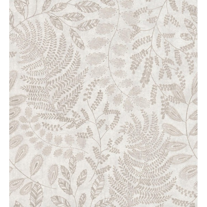 Papel pintado de hojas y helechos en tonos grises y beige - Tundra Leaves 683284