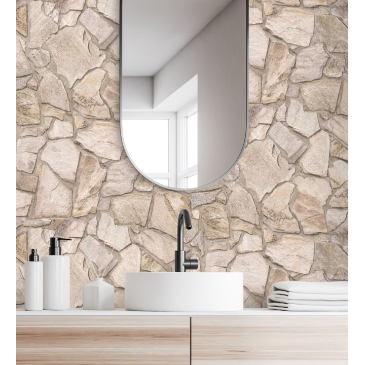 Papel pintado de piedra natural texturizada estilo rústico tonos tierra - Limestone 683290