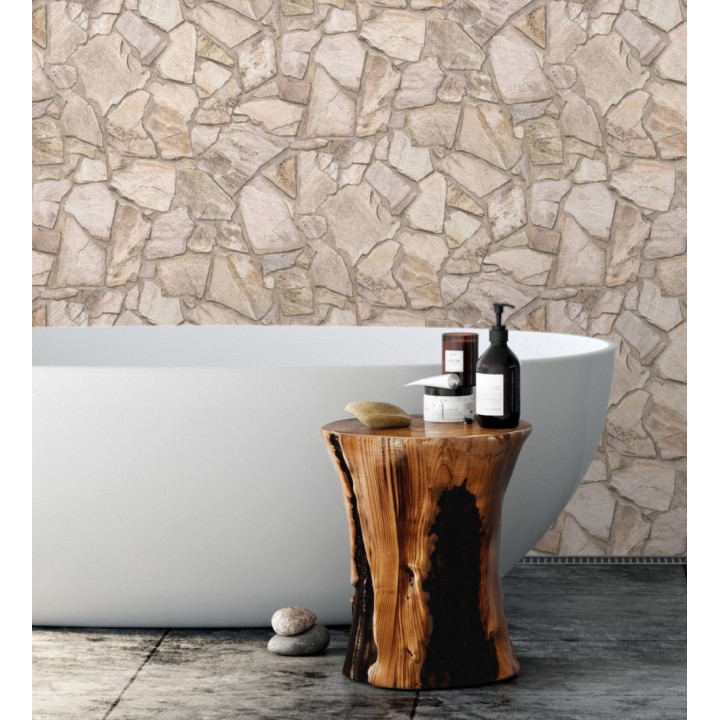 Papel pintado de piedra natural texturizada estilo rústico tonos tierra - Limestone 683290