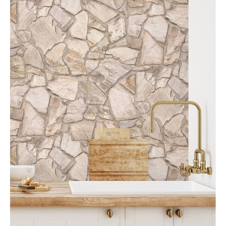 Papel pintado de piedra natural texturizada estilo rústico tonos tierra - Limestone 683290