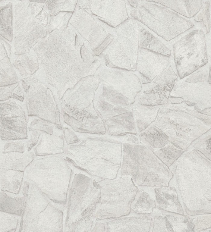 Papel pintado de piedra natural texturizada estilo rústico en tonos blancos y grises - Limestone 683294