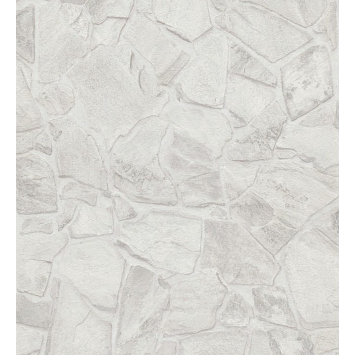 Papel pintado de piedra natural texturizada estilo rústico en tonos blancos y grises - Limestone 683294