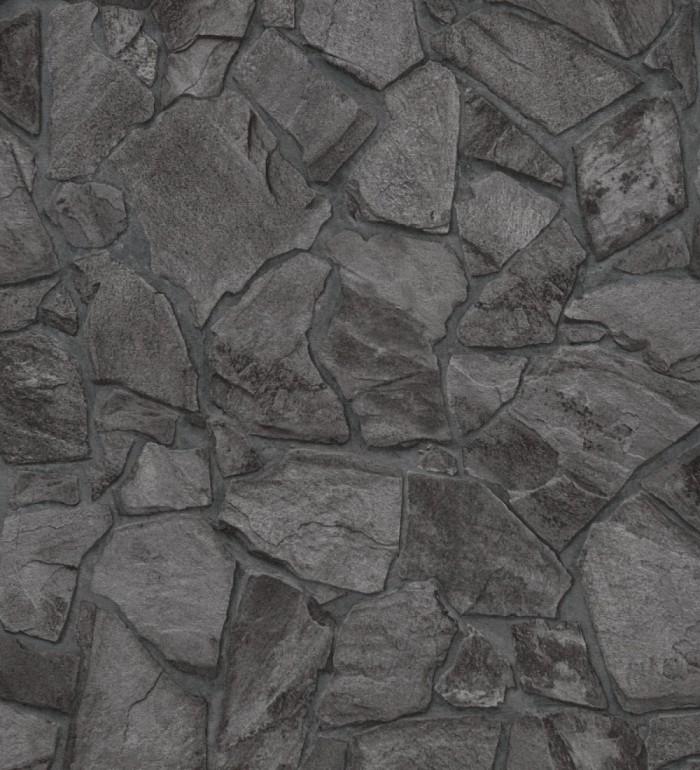 Papel pintado de piedra natural texturizada estilo rústico tonos grises oscuro - Limestone 683295