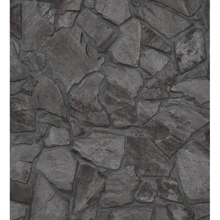 Papel pintado de piedra natural texturizada estilo rústico tonos grises oscuro - Limestone 683295