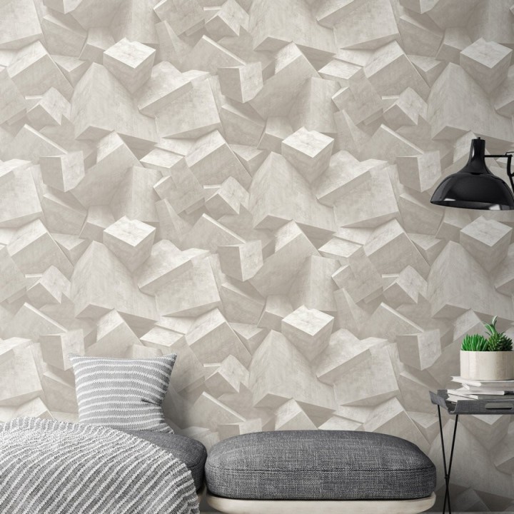 Papel pintado cubos de piedra - Diagon 3D 125799