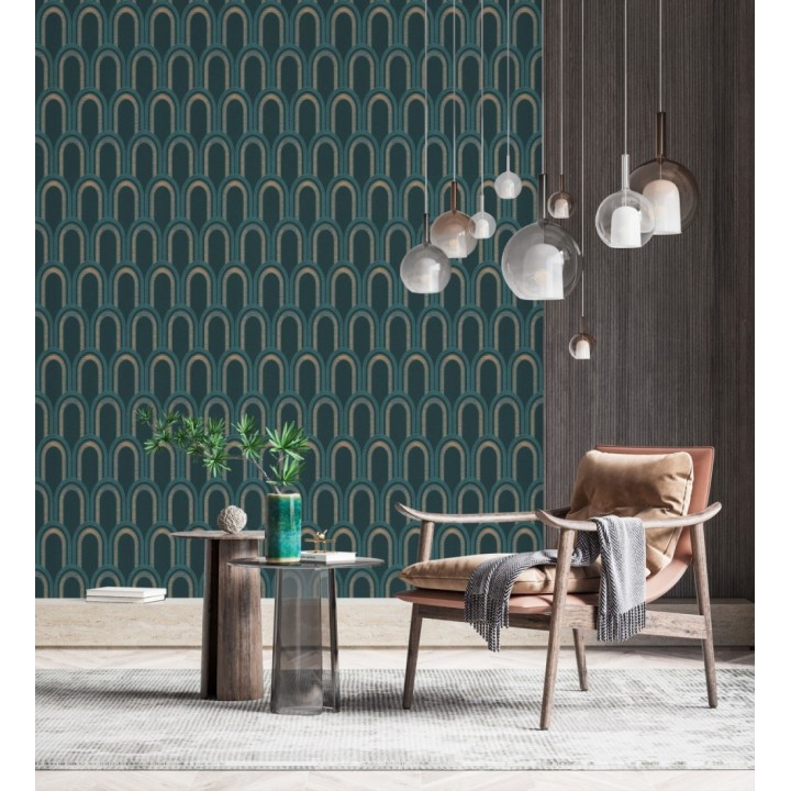 Papel pintado geométrico de arcos en estilo art déco - Majestic Arches 683301