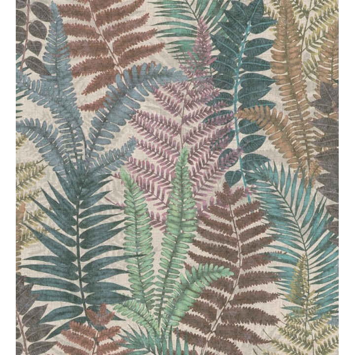 Papel pintado botánico de helechos con tonos tierra y verde - Maui Paradise 683308