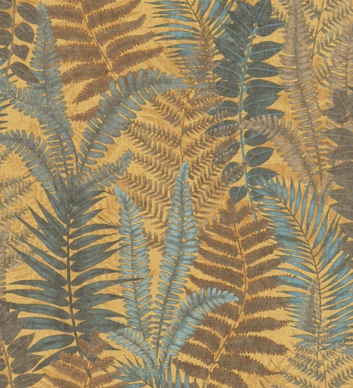 Papel pintado botánico de helechos con tonos verdes y amarillos - Maui Paradise 683309