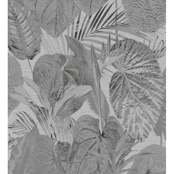 Papel pintado de hojas grandes tropicales en tonos grises - Makira Vibes 683321