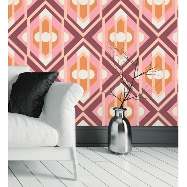 Papel pintado geométrico retro con formas angulares - Caleido Pop 683322