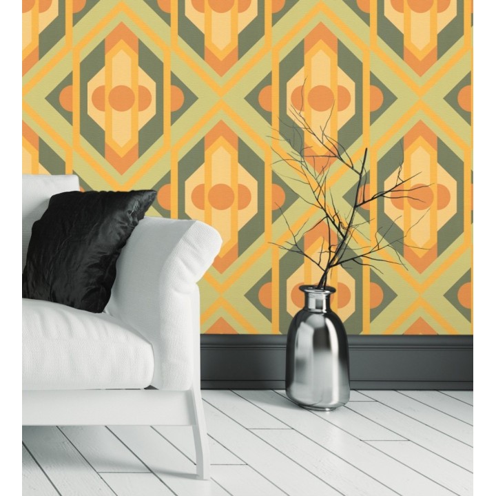 Papel pintado geométrico retro con formas angulares - Caleido Pop 683323