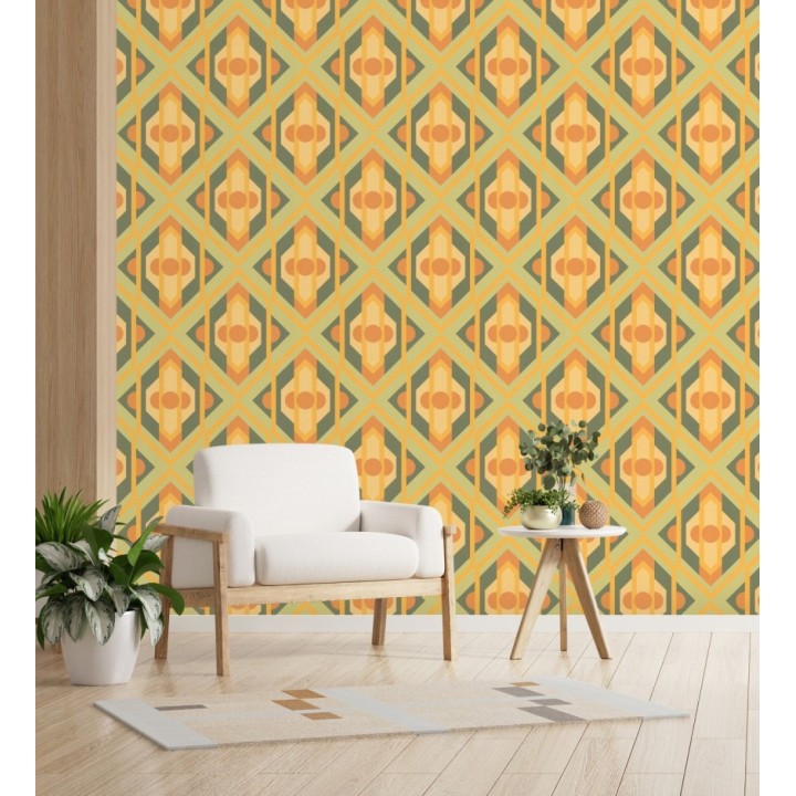 Papel pintado geométrico retro con formas angulares - Caleido Pop 683323