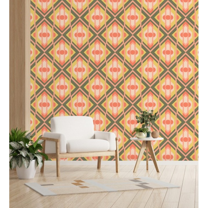 Papel pintado geométrico retro con formas angulares - Caleido Pop 683324