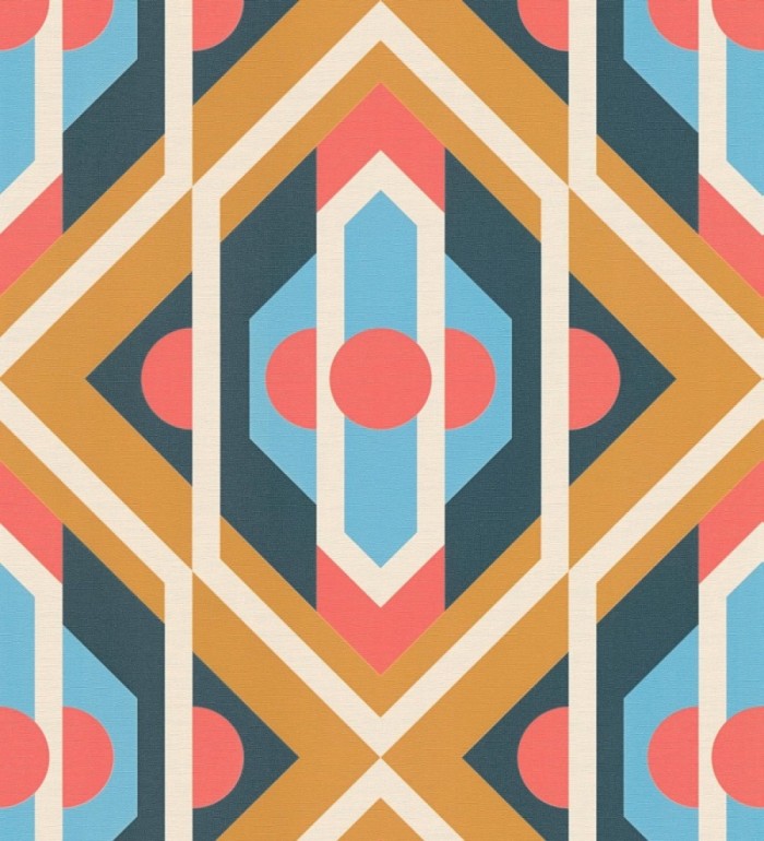 Papel pintado geométrico retro con formas angulares - Caleido Pop 683325