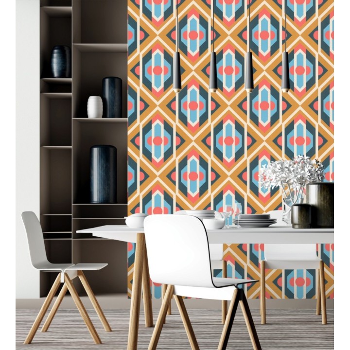Papel pintado geométrico retro con formas angulares - Caleido Pop 683325
