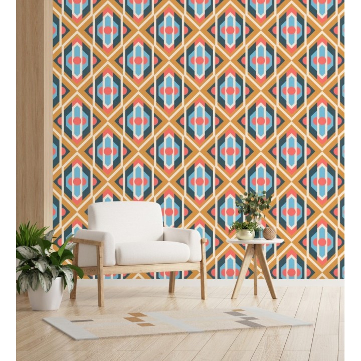 Papel pintado geométrico retro con formas angulares - Caleido Pop 683325