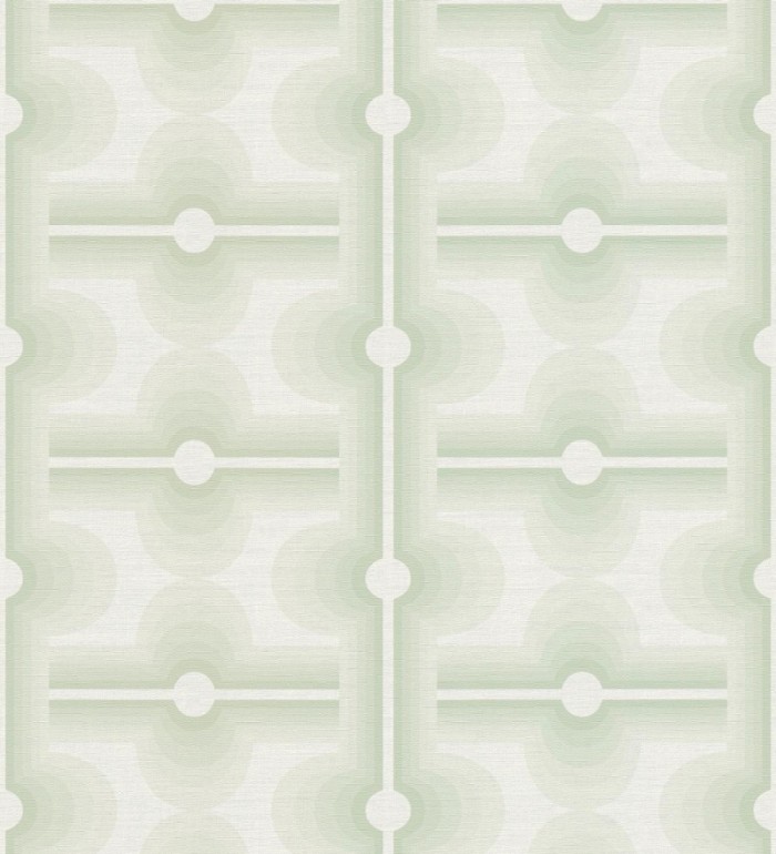 Papel pintado geométrico estilo retro de los años 70 tonos verde claro - Otto Eclectic 683332