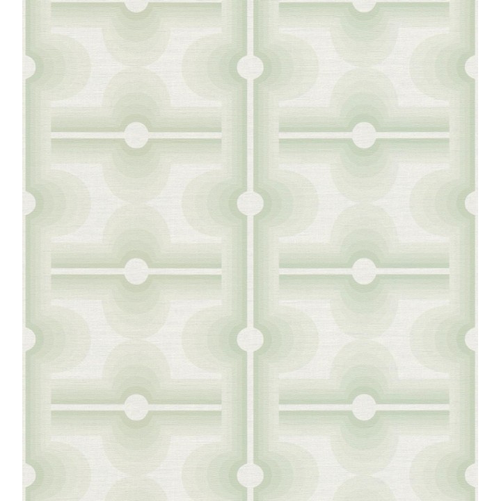Papel pintado geométrico estilo retro de los años 70 tonos verde claro - Otto Eclectic 683332