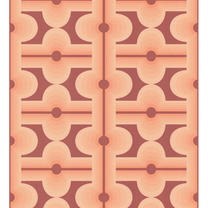 Papel pintado geométrico estilo retro de los años 70 tonos coral - Otto Eclectic 683333