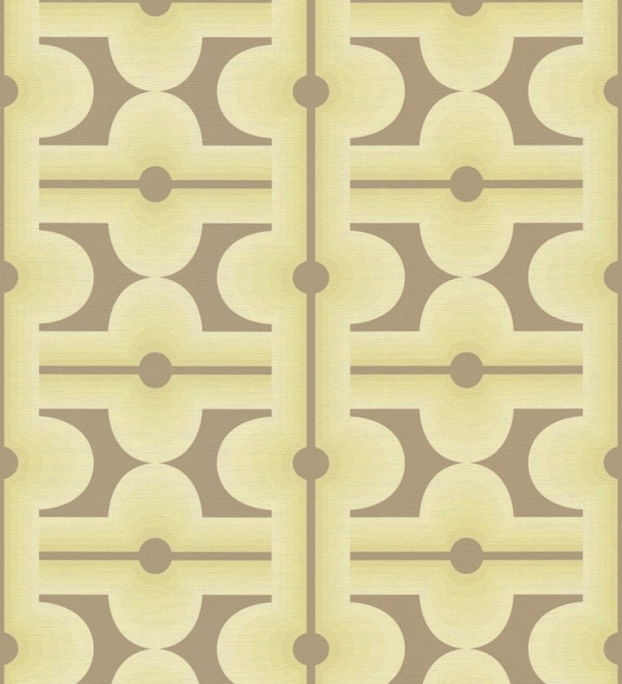 Papel pintado geométrico estilo retro de los años 70 tonos verde oliva - Otto Eclectic 683334
