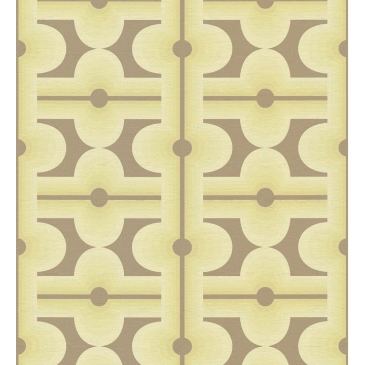 Papel pintado geométrico estilo retro de los años 70 tonos verde oliva - Otto Eclectic 683334