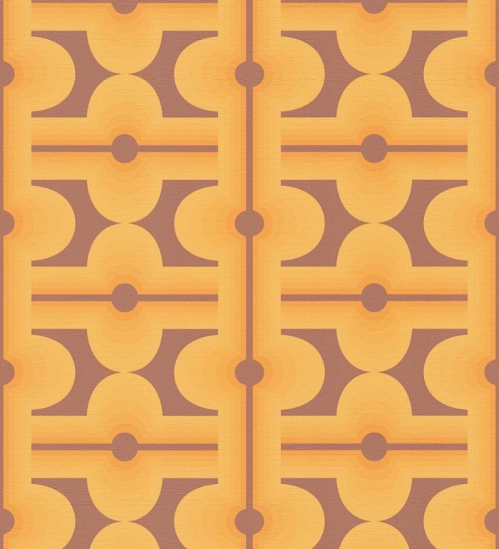 Papel pintado geométrico estilo retro de los años 70 tonos naranja - Otto Eclectic 683335