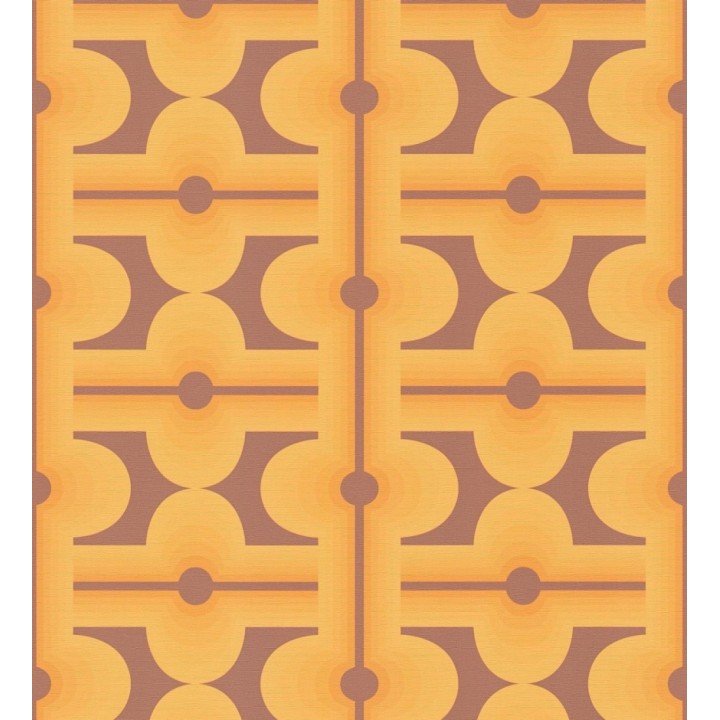 Papel pintado geométrico estilo retro de los años 70 tonos naranja - Otto Eclectic 683335