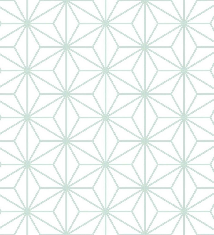 Papel pintado geométrico moderno blanco y verde agua - Antares Cosmic 125826