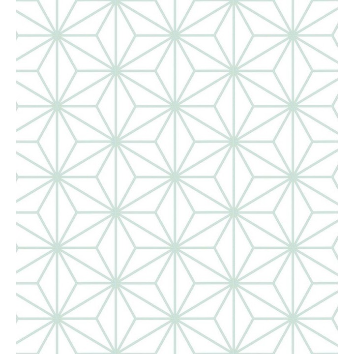 Papel pintado geométrico moderno blanco y verde agua - Antares Cosmic 125826