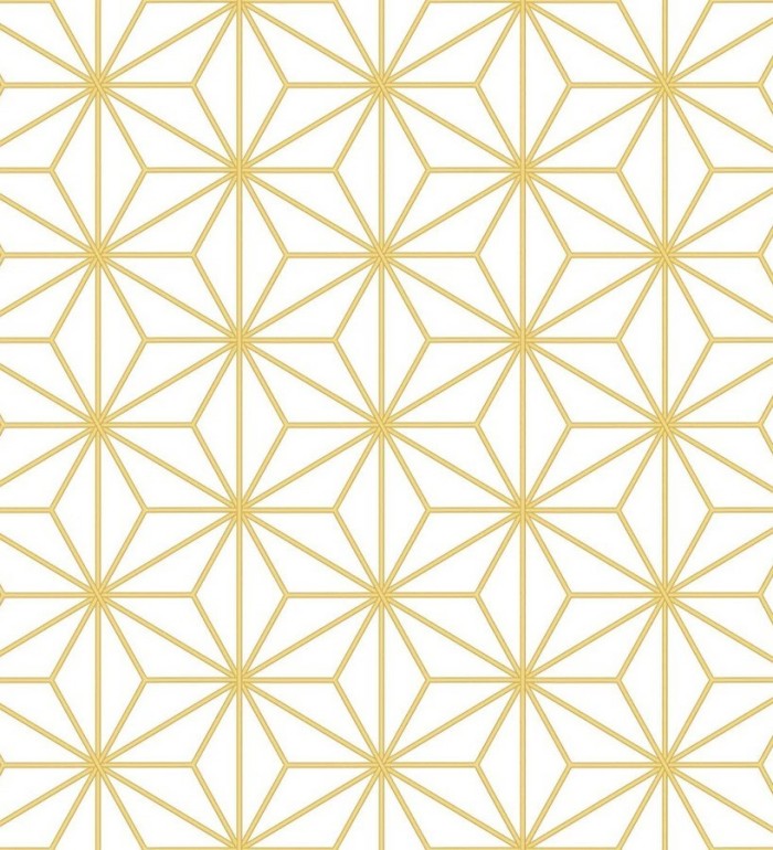 Papel pintado geométrico moderno blanco y dorado - Antares Cosmic 125828