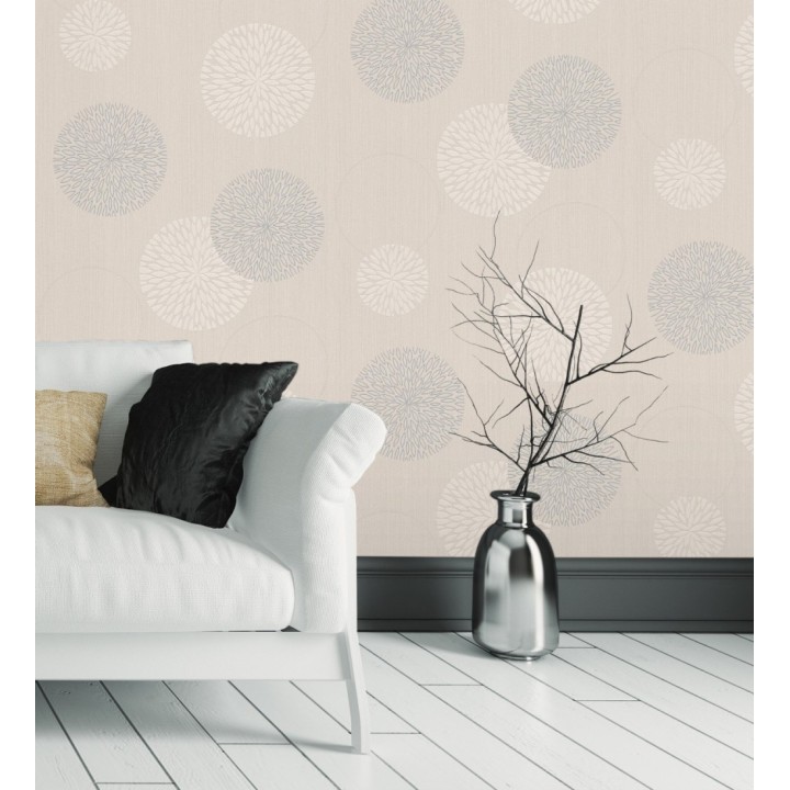 Papel pintado geométrico círculos beige claro con estilo - Hansel 683342