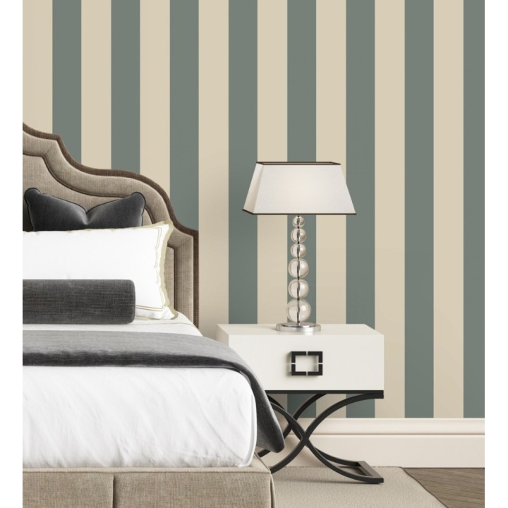 Papel pintado de rayas color azul petróleo con estilo refinado y atemporal - Chelsea Stripes 683348