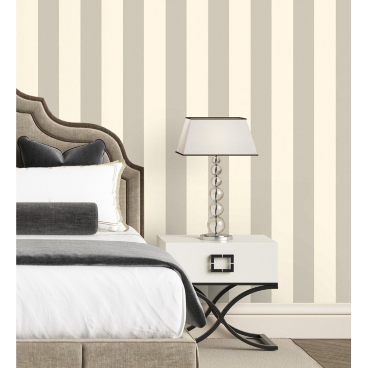 Papel pintado de rayas color gris nacarado con estilo refinado y atemporal - Chelsea Stripes 683350