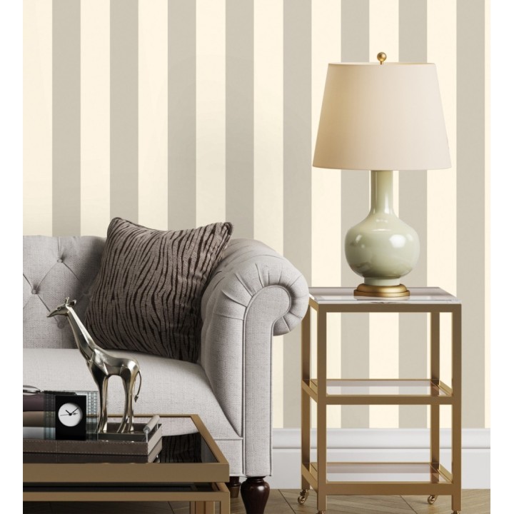 Papel pintado de rayas color gris nacarado con estilo refinado y atemporal - Chelsea Stripes 683350