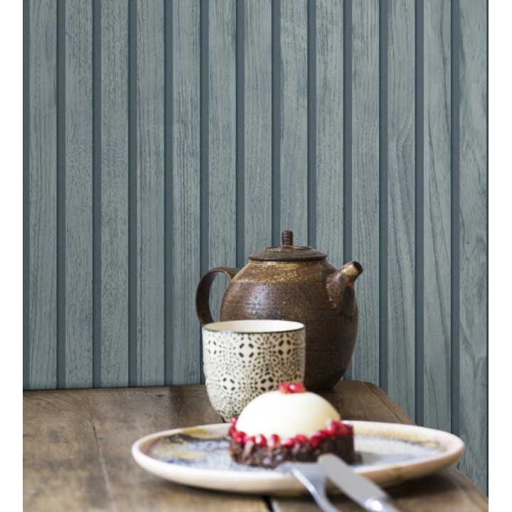 Papel pintado de listones de madera natural imitando a panel de palillería decorativo - Oak Orbit 683355