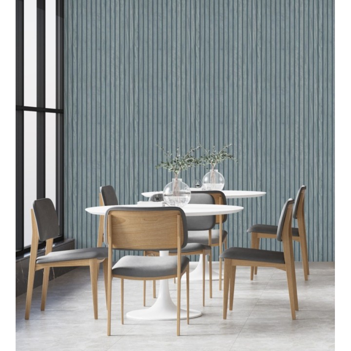 Papel pintado de listones de madera natural imitando a panel de palillería decorativo - Oak Orbit 683355