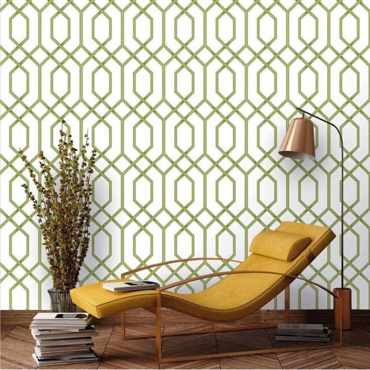 Papel pintado celosía geométrica verde estilo moderno - Hexagon Modern 125833