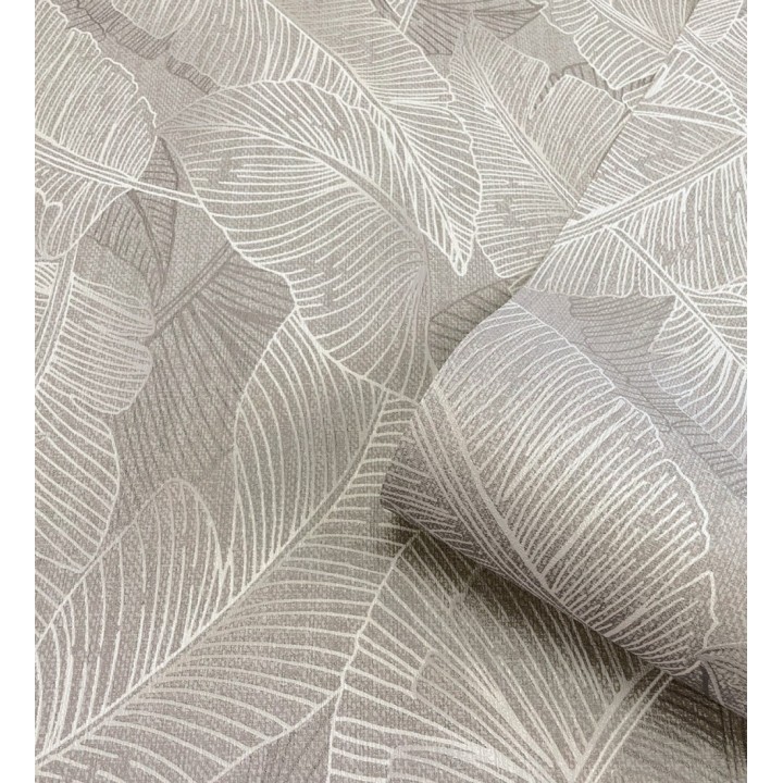 Papel pintado de hojas exóticas en estilo monocromático en tonos tierra - Java Leaves 683357