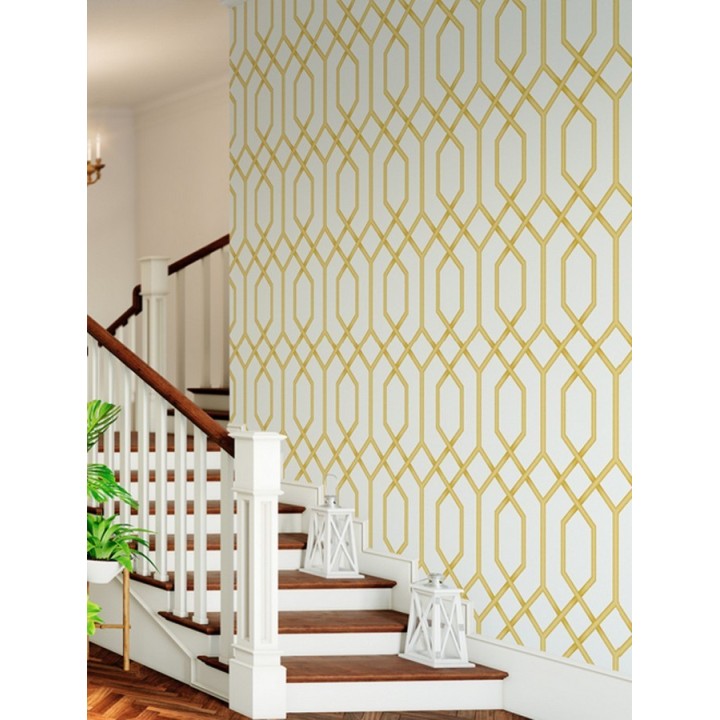 Papel pintado celosía amarilla geométrica estilo moderno - Hexagon Modern 125834