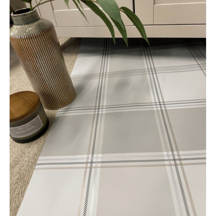 Papel pintado de cuadros escoceses en color beige - Hamilton Tartan 683364