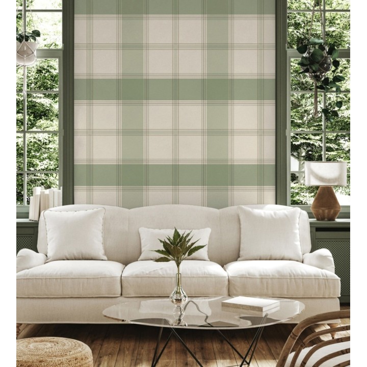 Papel pintado de cuadros escoceses en color verde - Hamilton Tartan 683365