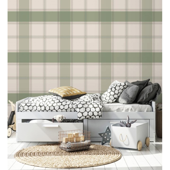 Papel pintado de cuadros escoceses en color verde - Hamilton Tartan 683365
