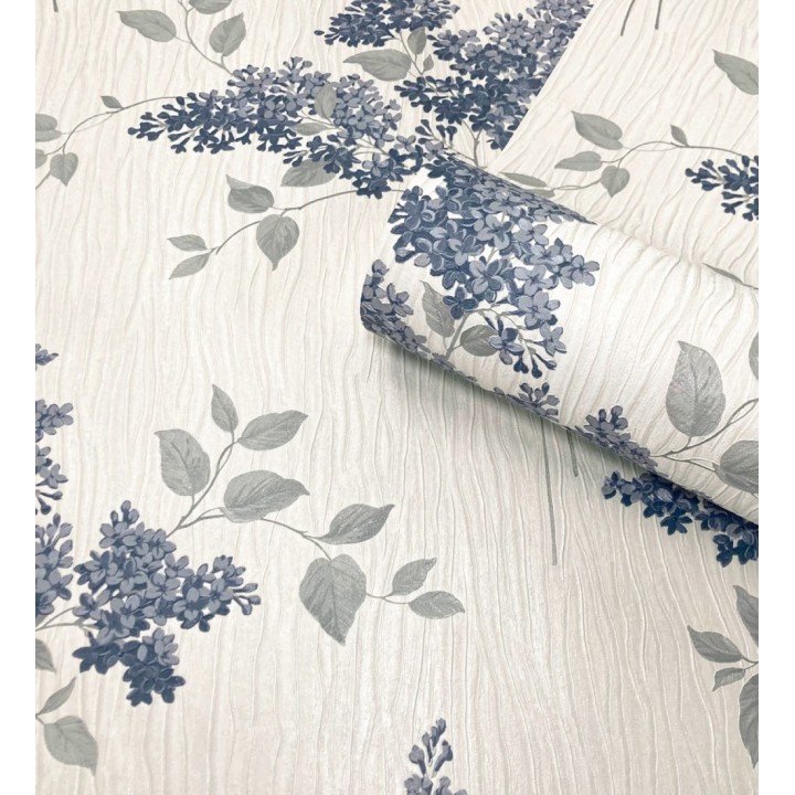 Papel pintado ramos de flores con fondo en relieve efecto textil - Blossom Cascade 683375