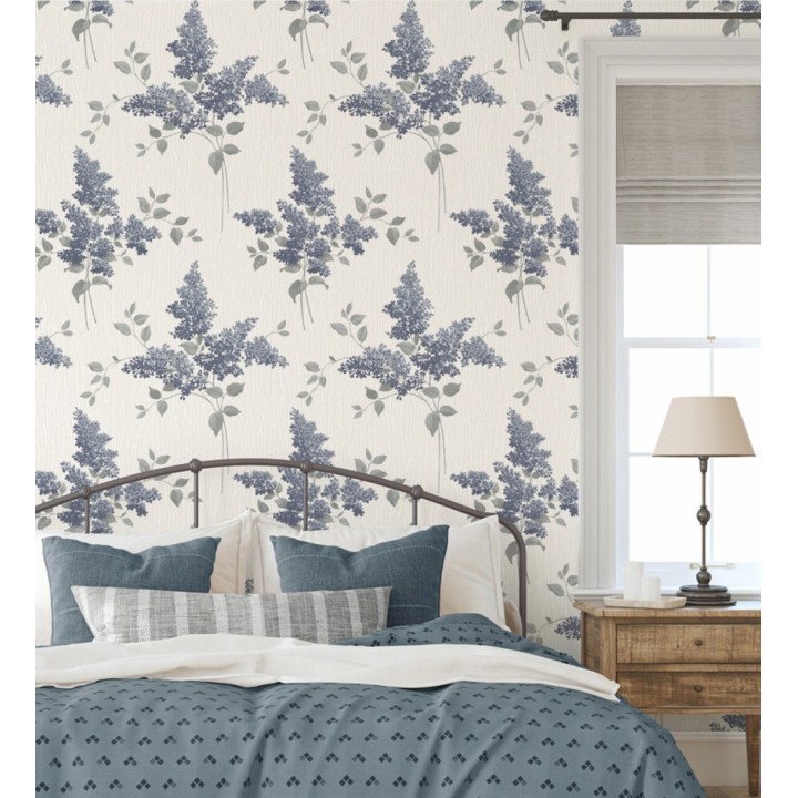 Papel pintado ramos de flores con fondo en relieve efecto textil - Blossom Cascade 683375