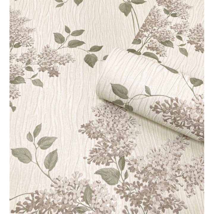 Papel pintado ramos de flores con fondo en relieve efecto textil - Blossom Cascade 683376