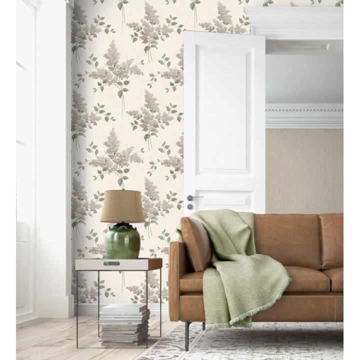 Papel pintado ramos de flores con fondo en relieve efecto textil - Blossom Cascade 683376