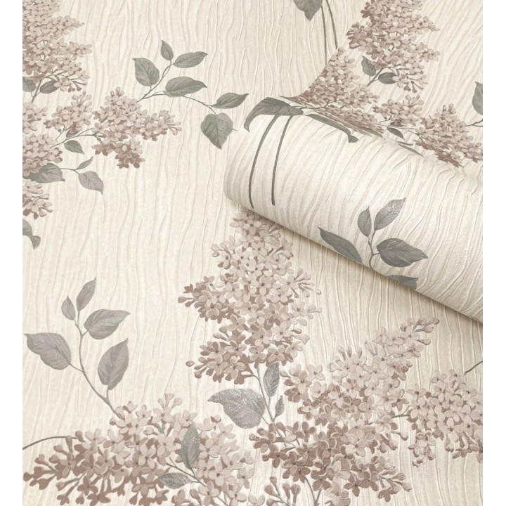 Papel pintado ramos de flores con fondo en relieve efecto textil - Blossom Cascade 683377