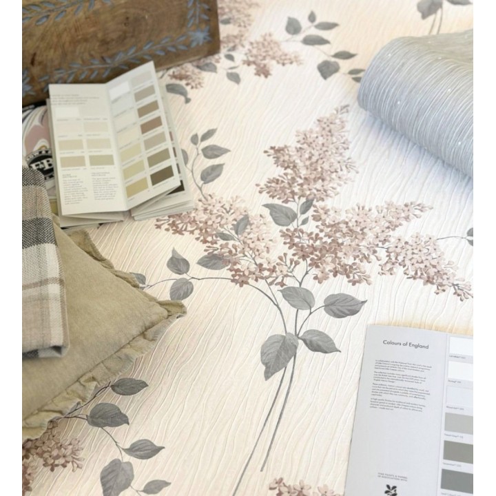 Papel pintado ramos de flores con fondo en relieve efecto textil - Blossom Cascade 683377